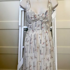 Ivory Patterned Summer Dress with Open Back